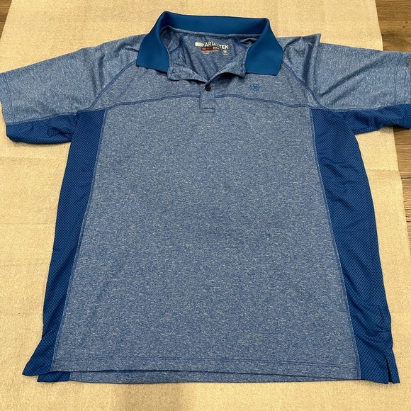 [L]Ariat Tek Men's Blue Polo Shirt heat series - Picture 1 of 5